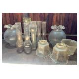 TTT455- Various Vintage Etched Frosted Lamp Shades & Vintage Oil Lamps With Glass 
