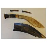TTT473-Vintage India Indian Nepalese Gurkha Khururi 3 Set Fighting Knives 