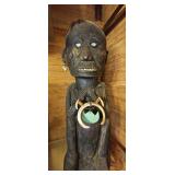 TTT481-Mysterious Vintage Looking Large Carved Wooden Statue 