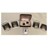 TTT508 Jade Cuff Links & Enameled Pins