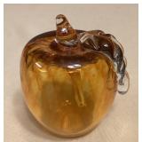 TTT513 Blown Glass Apple Art Paperweight Signed