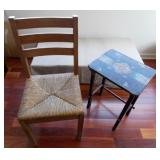 MFA009 Folk Art Table & Woven Fiber Wood Chair