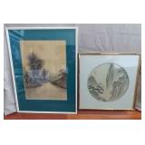 MFA050 Pair of Ink on Silk and Watercolor on Silk