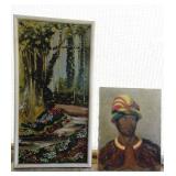 MFA067 Original Oil and Acrylic Paintings - Hawaiian Chief and Forest Scene