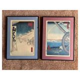 KFT014- (2) Japanese Wood Block Print By Utagawa Hiroshige 