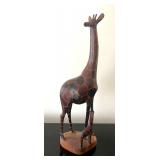KFT040- Hand Carved Wooden Giraffe With Calf Decor