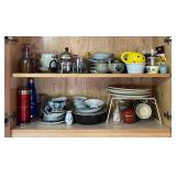 KFT048- Assorted Asian Themed stoneware Dishes, Vintage Dining Plates & Kitchen Items