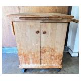KFT145- Wooden Butcher Block Cabinet With Wheels