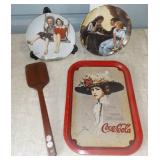 KSCCTH016 Rare Coca-Cola Tray, Koa Spatula & Decorative Plates