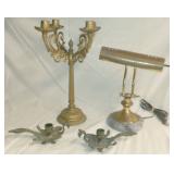 KSCSAV004 Vintage Candelabra, Brass Lamp & Candleholders