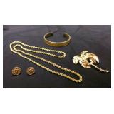 KSCSAV006 Jewelry Mix - Gold Rope Necklace, Bracelet, Brooch and Earrings