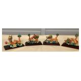 MMB001 Four Chinese Dragon Figurines On Stands