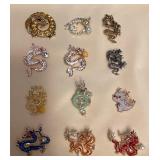 MMB002 Twelve Costume Jewelry Year Of The Dragon Brooches