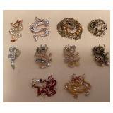 MMB003 Ten Costume Jewelry Year Of The Dragon Brooches 