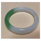 MMB005 Green & White Jade Bangle Bracelet New