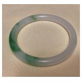 MMB010 Green & White Jade Bangle Bracelet New 