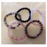 MMB021 Five Polished Stone Bead Bracelets New