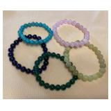 MMB022 Five Polished Stone Bead Bracelets New