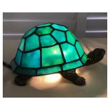 MMB049 Blue/Green Slag Glass Turtle Shaped Tiffany Style Table Lamp New