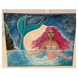 MMB093 Original Mermaid Painting On Stretched Canvas