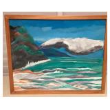MMB097 Framed Original Seascape Painting Titled “Kauai” Signed