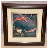 MMB098 Framed Chinese 2D Paper Art Of Koi Fish