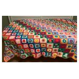 MMB101 Large Granny Square Crocheted Blanket 