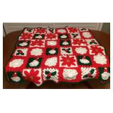 MMB103 Christmas Granny Square Crocheted Lap Blanket 