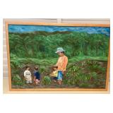 MMB126 Framed Original Painting Of Keiki & Father In A Kalo Patch