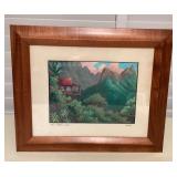 MMB129 Koa Framed Picture Of Mt. Olomana, Oahu By Michael VanDorn
