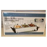MMB139 Bella Cucina Triple Buffet Server & Warming Tray New