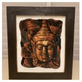 MMB145 Framed Original Mixed Media Picture Of A Buddah