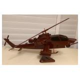 MMB146 Wooden Bell AH-1 Cobra Attack Helicopter Model On Stand