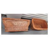 FTH132 - Pair of Vintage Terra Cotta Rectangular Oval Planter Boxes 