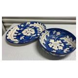FTH185- (2) Large Matching Serving Bowl & Oval Platter 