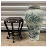 FTH315- Ceramic Vase With Wooden Stand