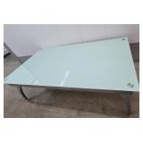 FTH316 - Modern Glass and Polished Metal Coffee Table 