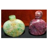 MDC008 Vintage Jade & Red Bloodstone Snuff Bottles