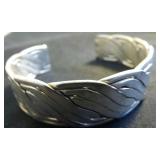 MDC013 925 Silver Braided Cuff Bracelet