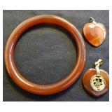 MDC015 Yellow Jade Bangle and Pendants