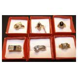MDC053 Six Beautiful Gold Rings with Cut Stones