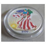 MDC083 One 2000 Colorized Walking Liberty American Eagle Silver Dollar Coin