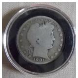 MDC091 One 1901-S U.S. Barber Half Dollar Silver Coin