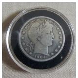 MDC093 One 1904 U.S. Barber Half Dollar Silver Coin