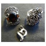 MDC101 Precious & Dainty Silver Rings and Heart Pendant