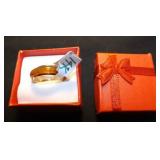 MDC115 A 14k Gold Band Ring With Brown Jade 