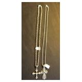 MDC127 Silver Chains with Silver Cross Pendants