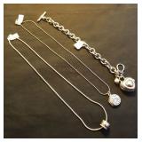 MDC139 Silver Necklace, Locket, Clock Lot