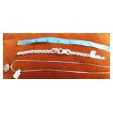 MDC141 Heart Shape Pendant Silver Necklace and Bracelet