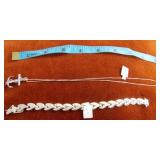 MDC142 Anchor Shape Pendant Silver Necklace and Leaf Link Bracelet